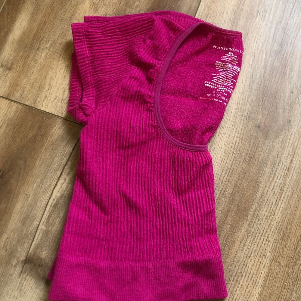 Anthropologie Ribbed Scoop-Neck Tank in Fuchsia Pink
